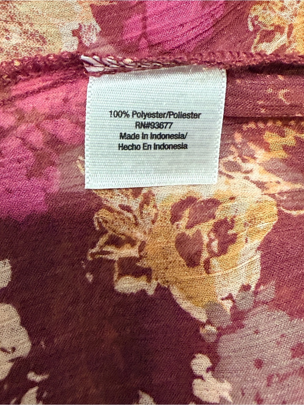 a.n.a Burgundy Floral Pintuck Blouse with Pink and Gold - Picture 6 of 8